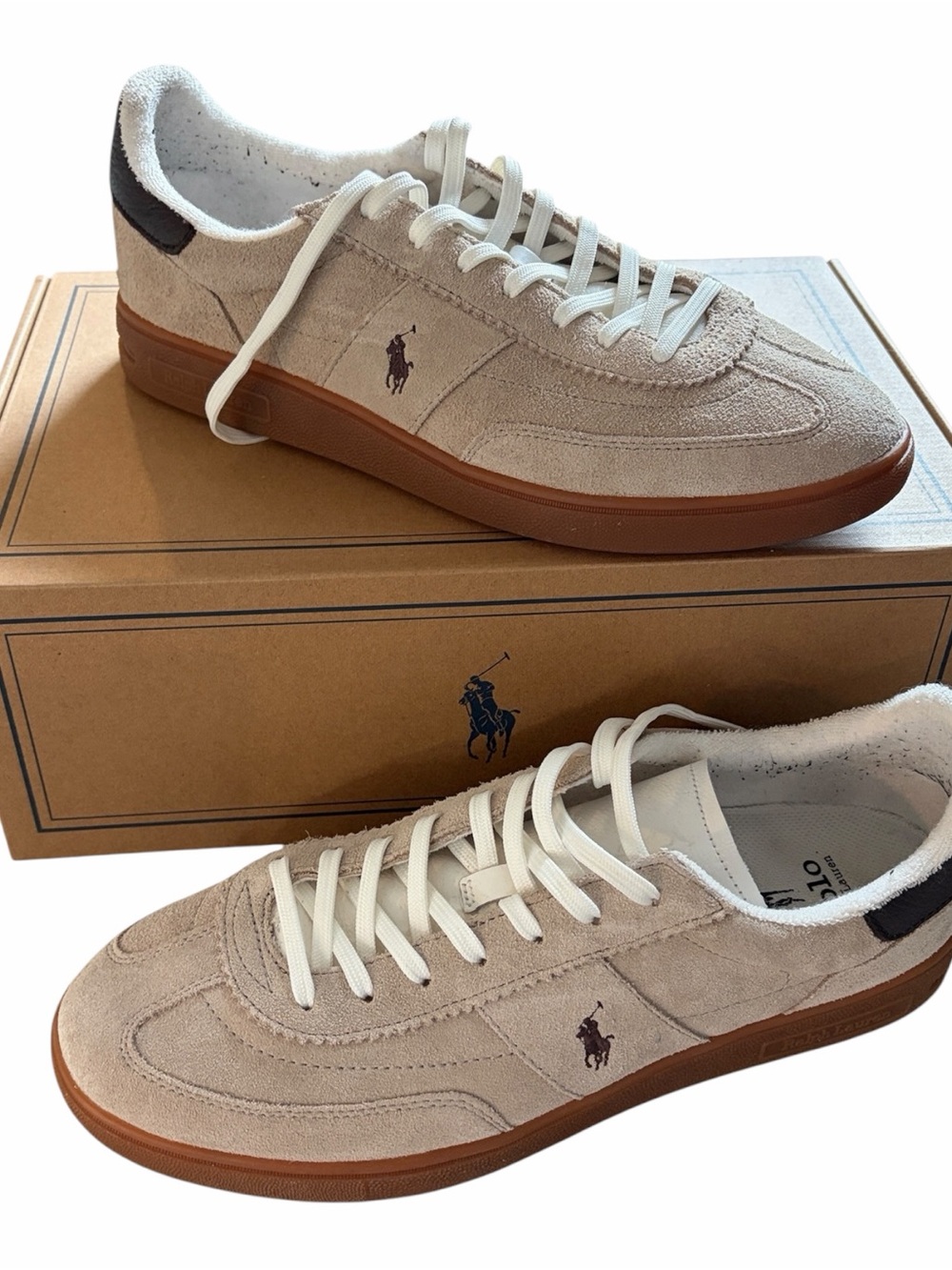 Polo Ralph Lauren Men’s Bedford Suede Sneakers Size 10 Tennis Prep W/Box